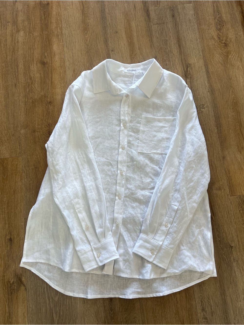 perfectwhitetee Women's White Button-Down Linen Shirt